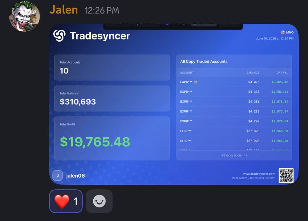 Jalen - Tradesyncer copy-trade dashboard